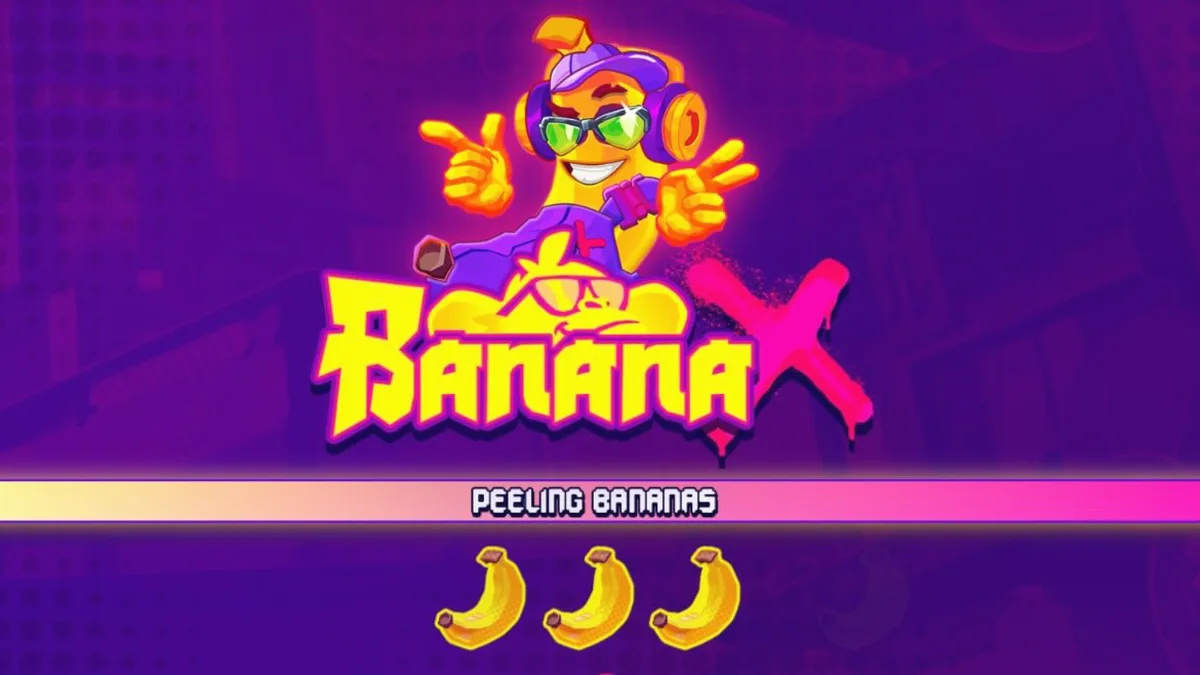 Tampilan visual neon dan simbol buah dalam slot Banana X